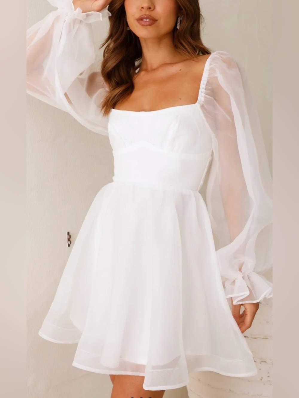Hello Molly White STORY BOOK LONG SLEEVE MINI DRESS New with Tags Size: L 8